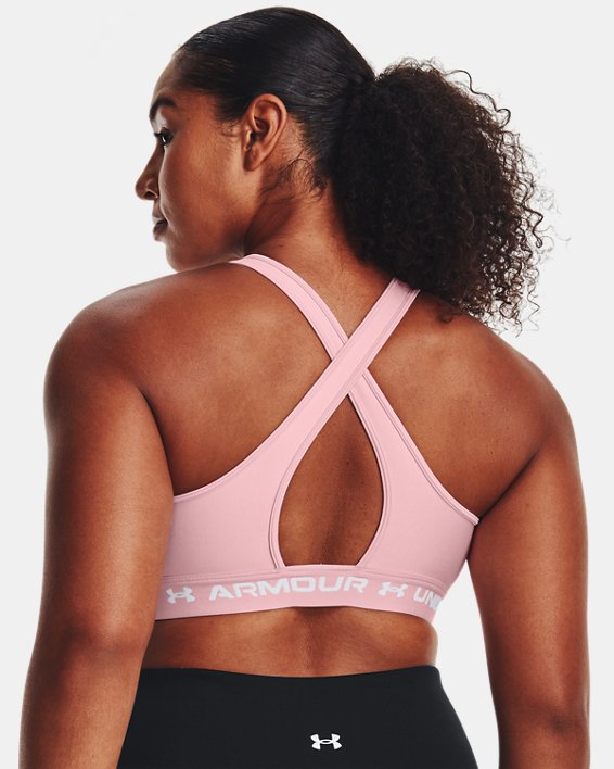 Women's Armour® Mid Crossback Sports Bra, Pink, pdpMainDesktop image number 6